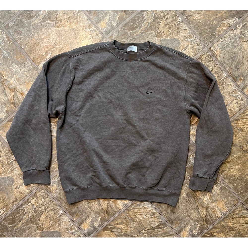 Nike Sweatshirt Men Large Grey Vintage Y2K Swoosh Silver Tag Crewneck